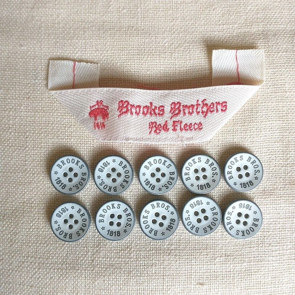Brooks Brothers 1818 Replacement Buttons Metal Round 4 Holes White Spellout Logo